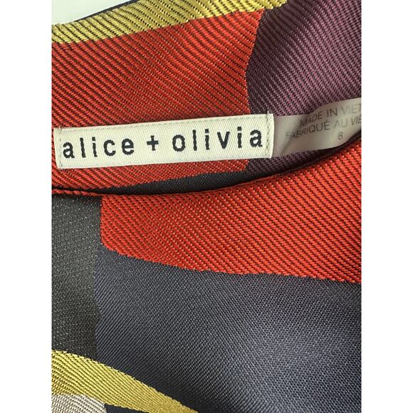 ALICE + OLIVIA Clyde Print Sleeveless A-Line Shift Dress Geometric Womens Size 8 - Picture 8 of 16